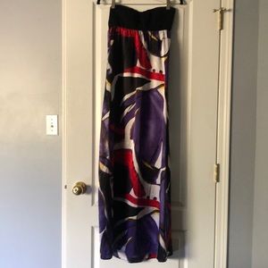 Geometric pattern strapless maxi dress